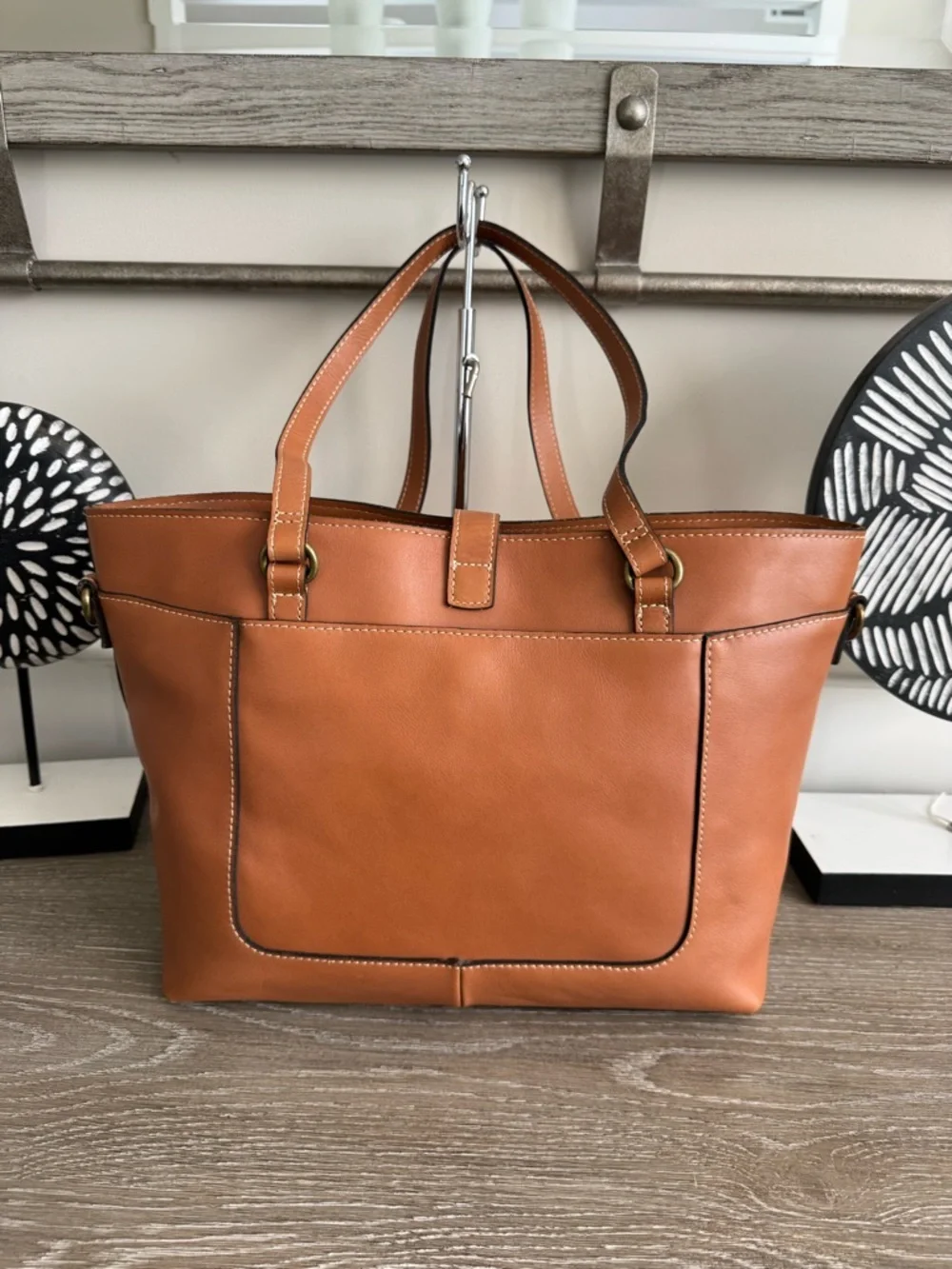 Patricia Nash Alanya Leather Tote Bag in Cognac Brown - Picture 3 of 15